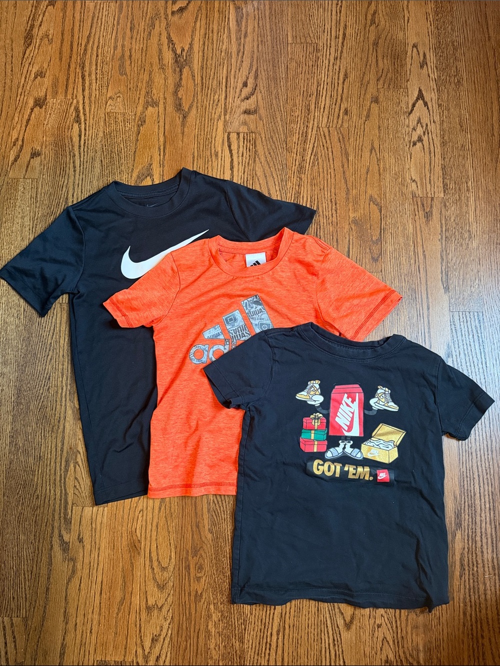 Nike and Adidas Kids Black & Orange Graphic Tee Pack Bundle